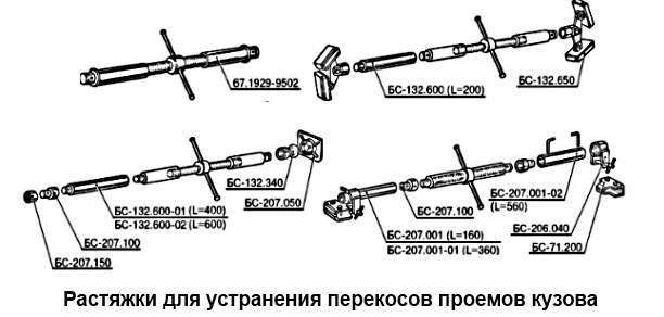 Растяжки для устранения перекосов кузова